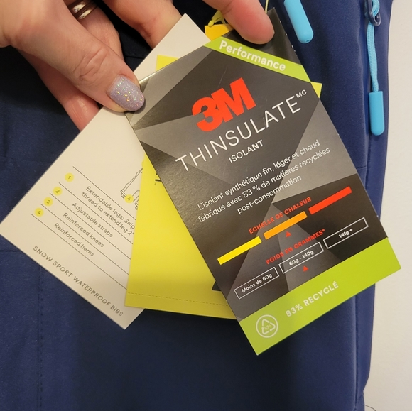 🎯nwt all in motion navy blue snow pants/bib overalls - Picture 6 of 7